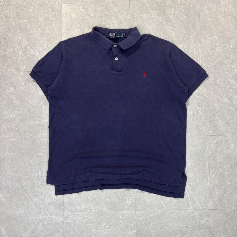 Polo Ralph Lauren Mens XL Navy Blue Short Sleeve Cotton Polo Shirt Red Pony Logo